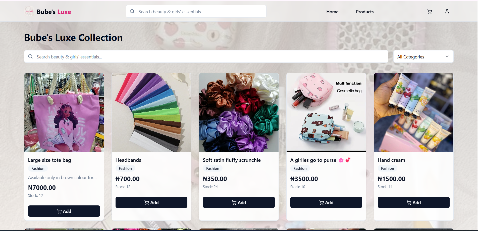 Bube's Luxe interface