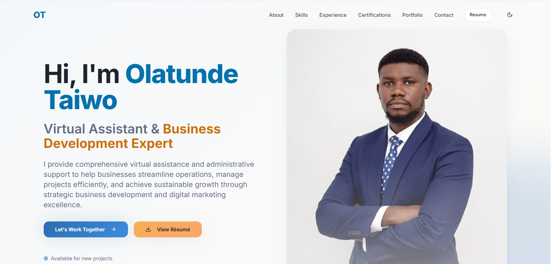 Client Portfolio Sites interface