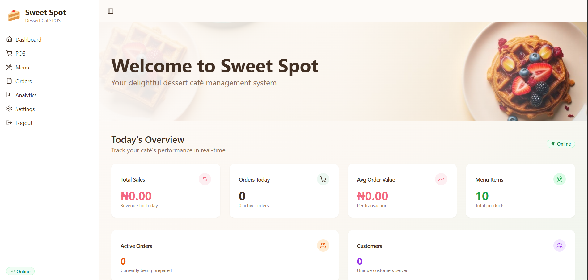Samba POS System interface