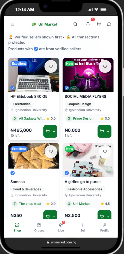 UniMarket interface